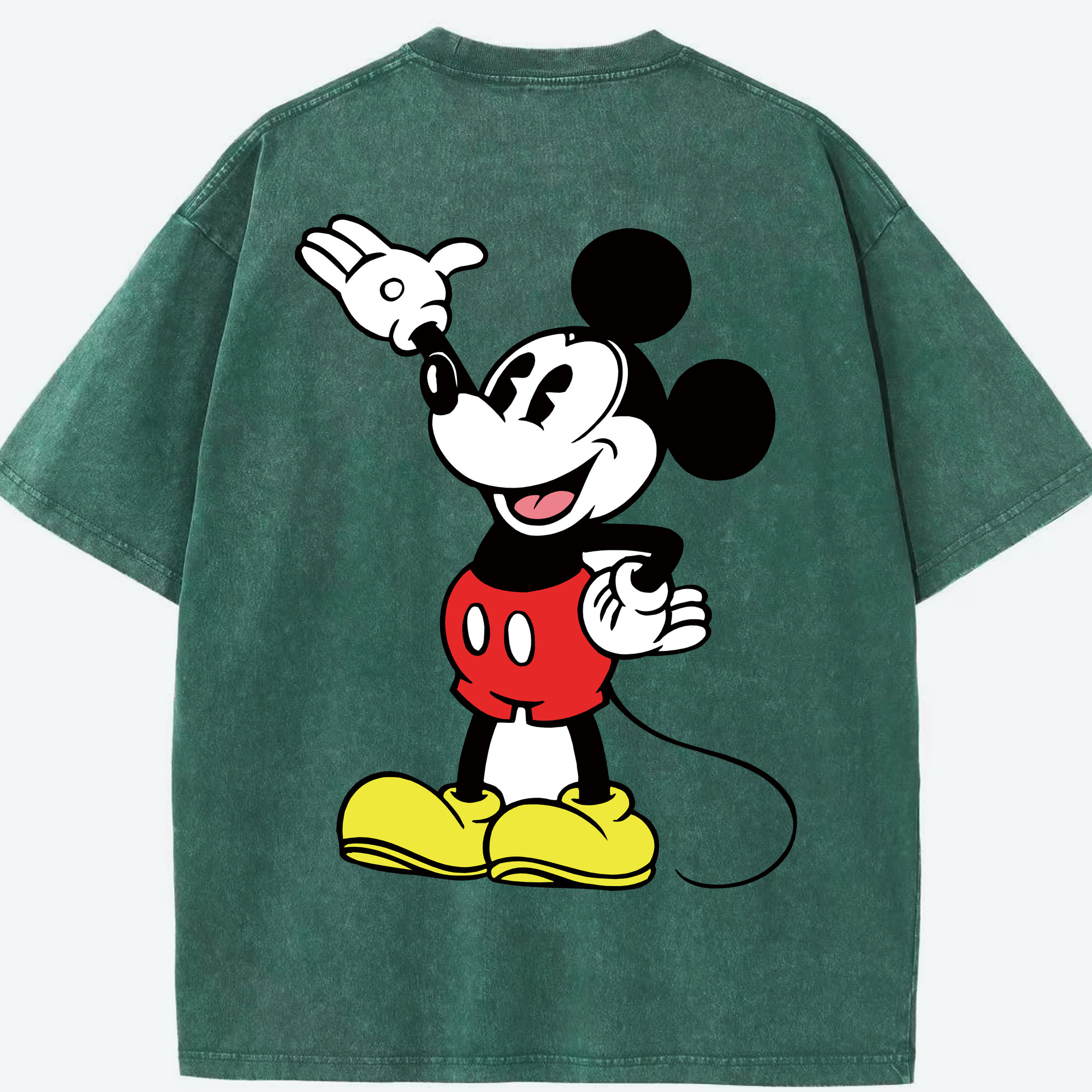 （画像用） ミッキーマウス Mickey Mouse 綿100% ヴィンテージ風 半袖Tシャツ（背面プリント）
